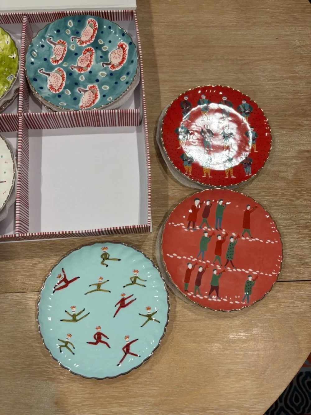 MINT New Anthropologie 12 Days of Christmas Canape Plate Set of 12 In Box 2018
